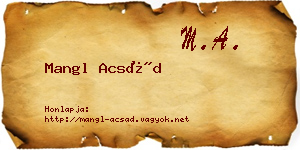 Mangl Acsád névjegykártya